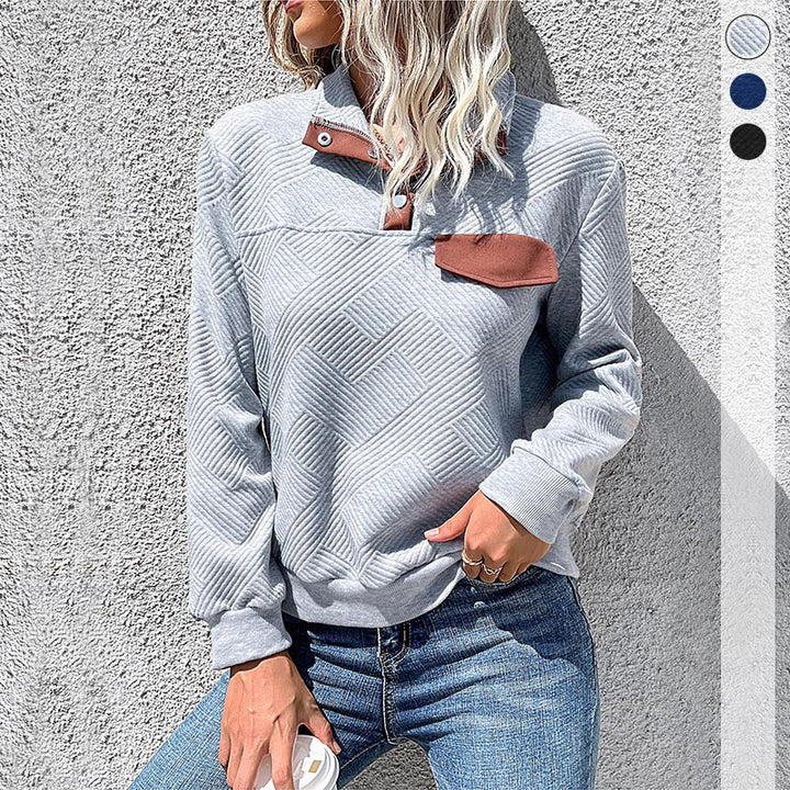 Damen Trendiger Pullover mit Stehkragen und geometrischem Muster Echo Archiv