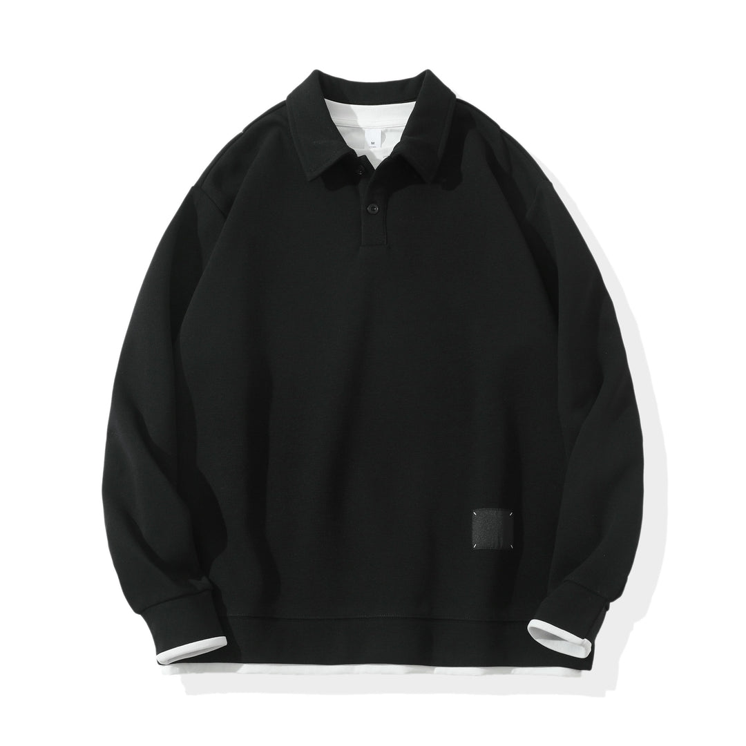 Unisex Oversize-Poloshirt-Sweatshirt mit Halbknopfleiste und Layering-Effekt Echoarchiv