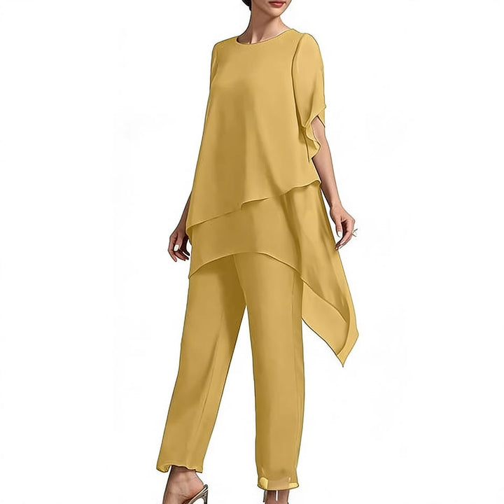 Damen Elegantes Zwei-Teiler-Set mit luftigen Ärmeln und asymmetrischem Saum Echo Archiv