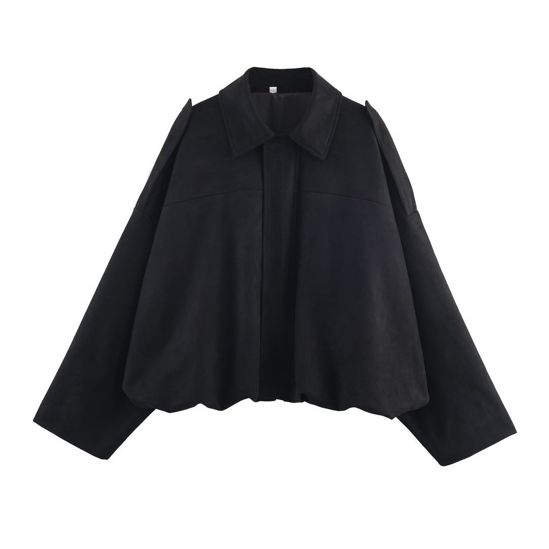 Damen nan oversized Cape-Jacke mit verdeckter Frontblende, Kragen und ballonförmigem Saum Echo Archiv