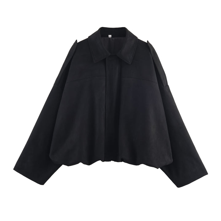 Damen nan oversized Cape-Jacke mit verdeckter Frontblende, Kragen und ballonförmigem Saum Echo Archiv