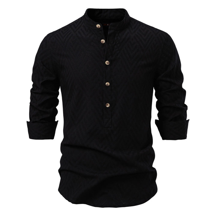 Herren Langarmshirt mit Stehkragen und modischem Muster Echoarchiv