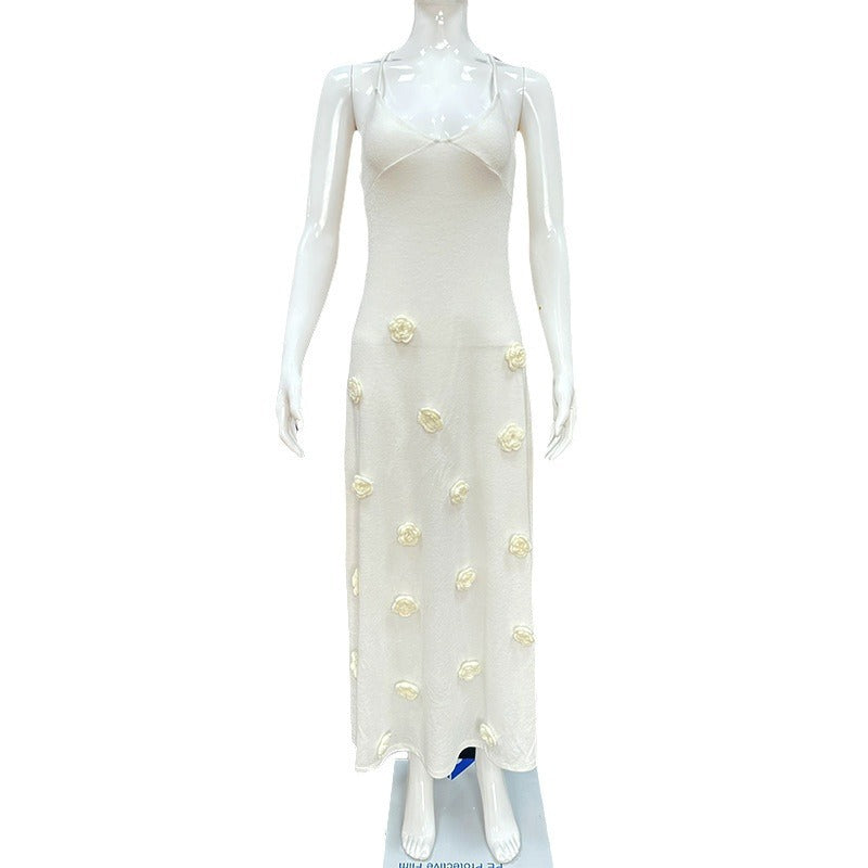 Damen elegantes glitzerndes Maxikleid mit floralen Applikationen Echo Archiv