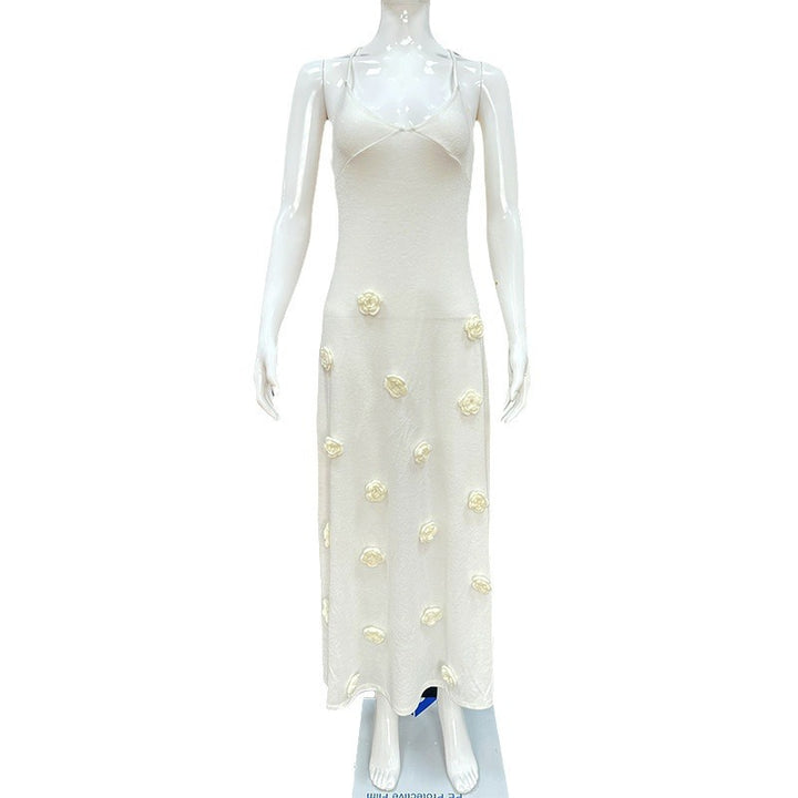 Damen elegantes glitzerndes Maxikleid mit floralen Applikationen Echo Archiv