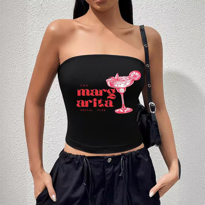 Damen Bandeau-Top mit auffälligem Statement-Aufdruck Echo Archiv