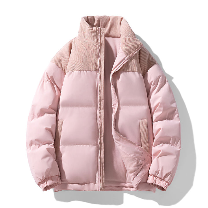 Herren gesteppte Winterjacke mit Cordbesatz, hohem Stehkragen und wärmender Isolierung Echo Archiv
