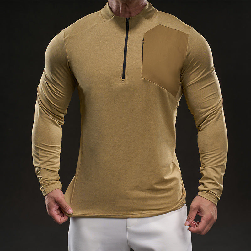 Herren Atmungsaktives Funktions-Langarmshirt mit kurzem Reißverschluss und Slim‑Fit – Marzano