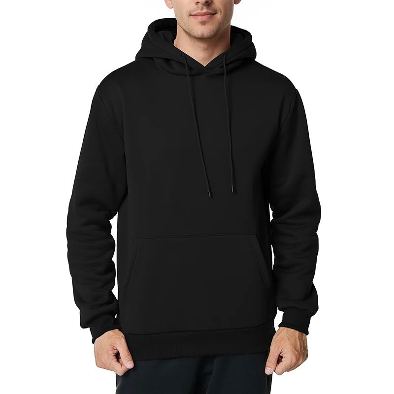 Herren minimalistischer Kapuzenpullover mit weichem Fleece-Innenfutter und Kängurutasche – Cavarno