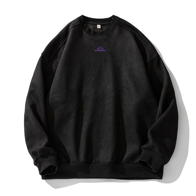Unisex Oversize Rundhals-Sweatshirt mit minimalistischer Bergstickerei Echo Archiv