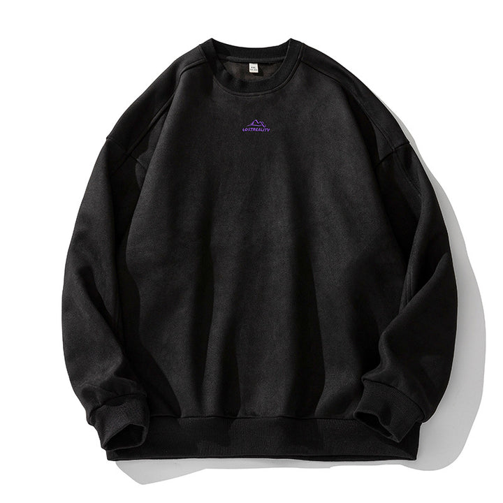 Unisex Oversize Rundhals-Sweatshirt mit minimalistischer Bergstickerei Echo Archiv