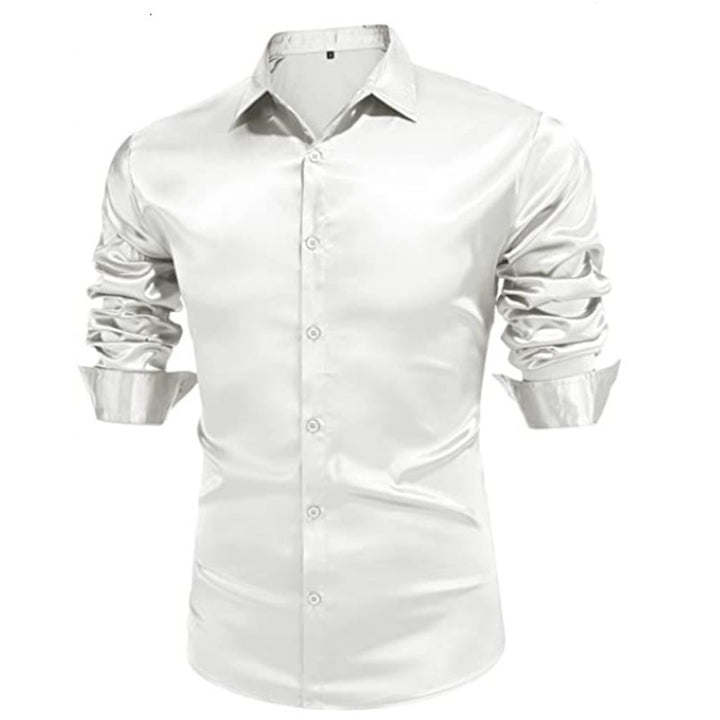 Herren elegantes Langarm-Hemd mit glänzendem Finish und modernen Details Echoarchiv