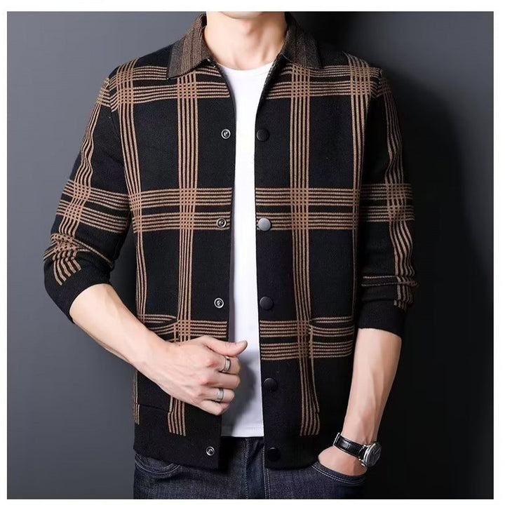 Herren Karierte Strickjacke mit modernem Schnitt Echoarchiv