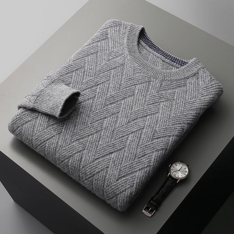 Herren klassischer Strickpullover mit modernem Zopfmuster Echoarchiv