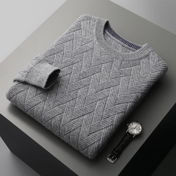 Herren klassischer Strickpullover mit modernem Zopfmuster Echoarchiv