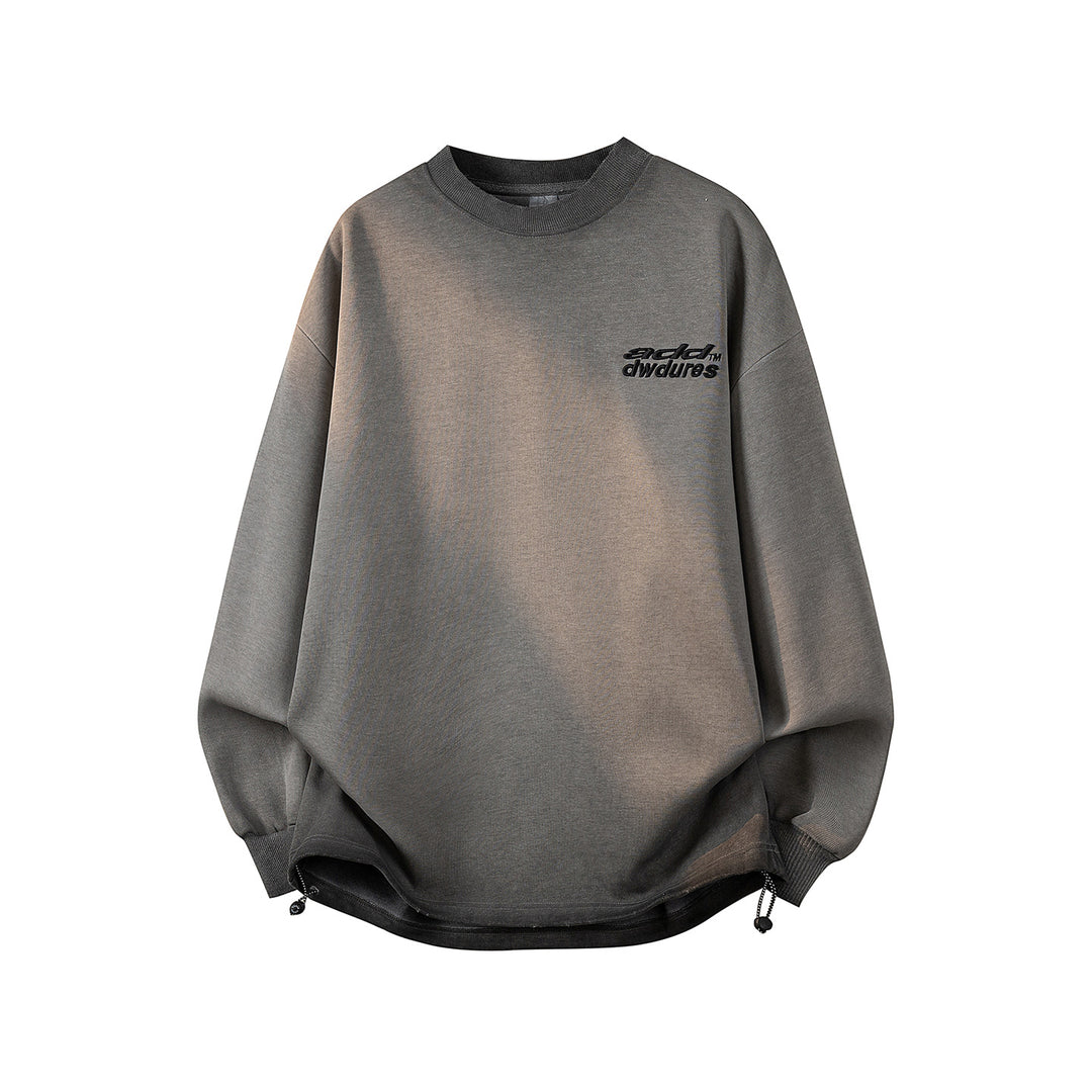 Damen Oversize-Sweatshirt mit gesticktem Schriftzug, abgerundetem Saum & überschnittener Schulter Echoarchiv