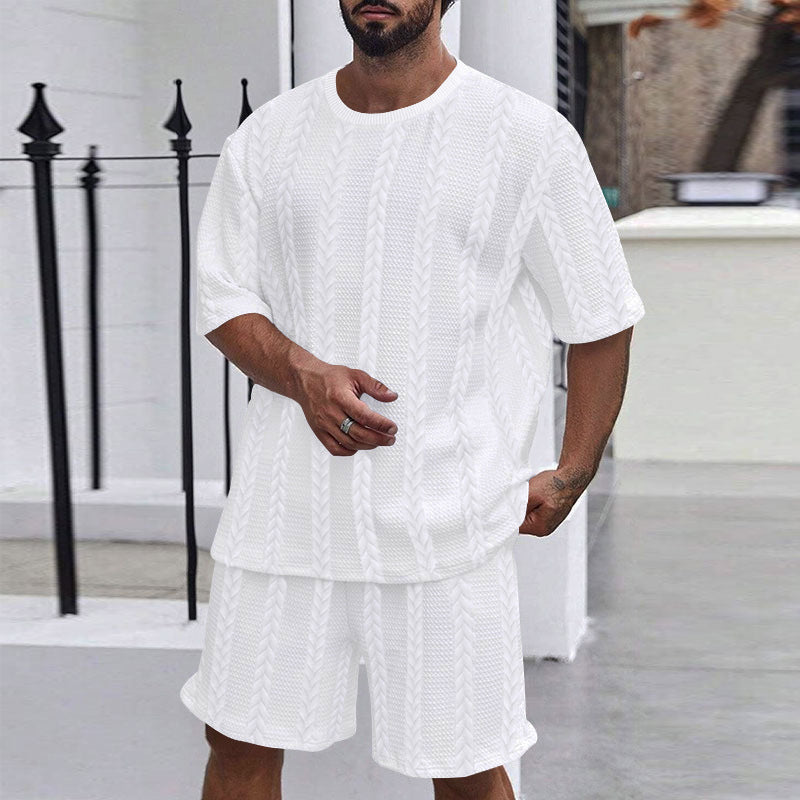 Herren lässiges Strick-Kurzarm-Outfit mit weitem Schnitt Echoarchiv