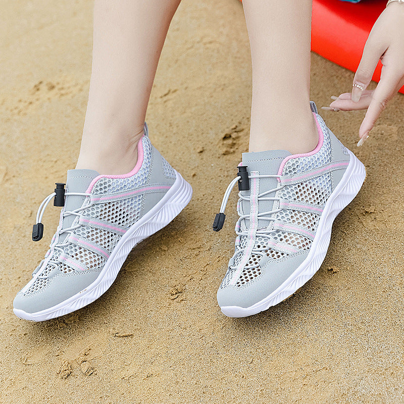 Damen nan atmungsaktiver Netzstoff-Sneaker mit Kordelzugverschluss, ultraleichter EVA-Flexsohle und gepolstertem Fersenkragen Echo Archiv