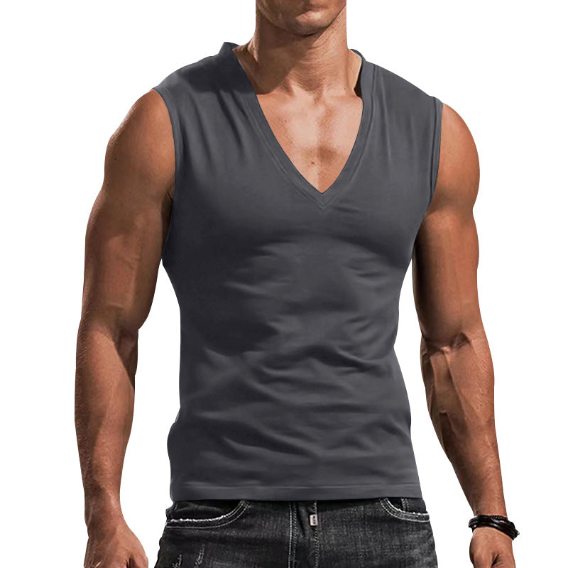 Herren nan tailliertes Tanktop mit tiefem V-Ausschnitt und Stretch-Baumwollmix Echo Archiv