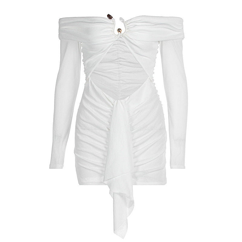 Damen Off-Shoulder Minikleid mit raffiniertem Drapierungsdetail und eleganten Rüschenelementen Echo Archiv