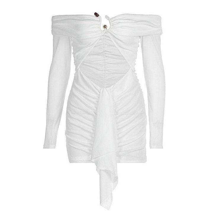 Damen Off-Shoulder Minikleid mit raffiniertem Drapierungsdetail und eleganten Rüschenelementen Echo Archiv