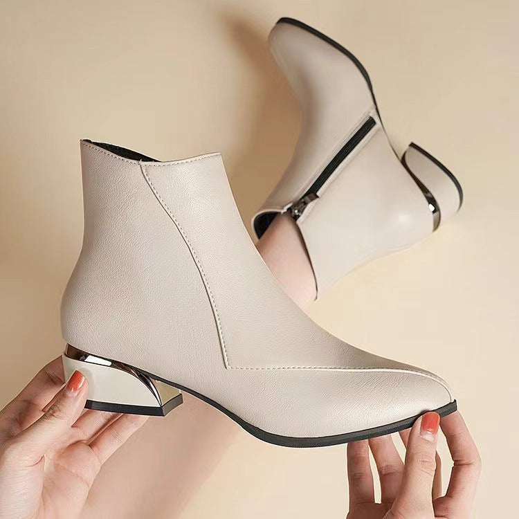 Damen knöchelhohe Stiefelette mit geometrischem Blockabsatz Echo Archiv