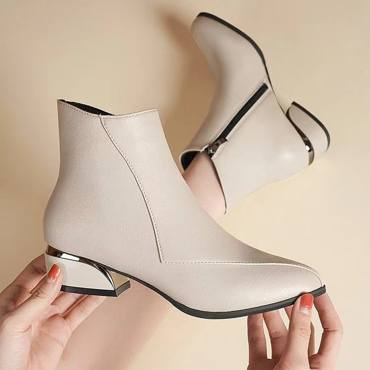 Damen knöchelhohe Stiefelette mit geometrischem Blockabsatz Echo Archiv