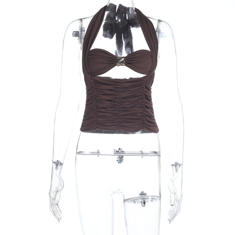 Damen Halter-Crop-Top mit gerafftem Design Echo Archiv