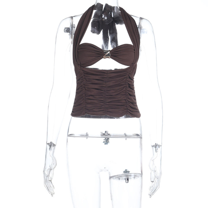 Damen Halter-Crop-Top mit gerafftem Design Echo Archiv