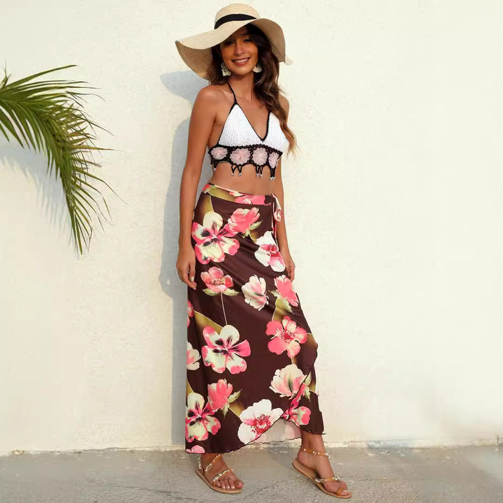 Damen eleganter Maxirock mit floralem Muster Echo Archiv