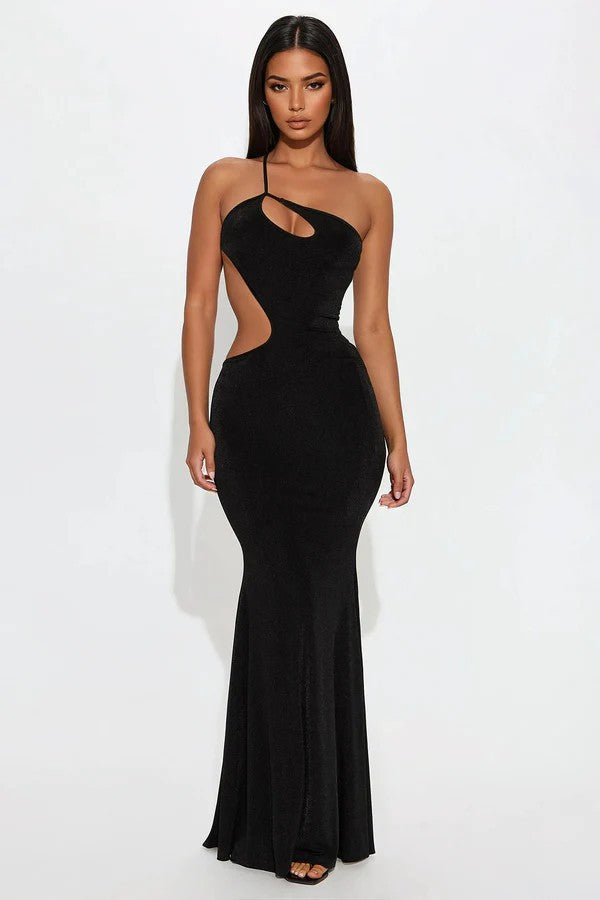Damen figurbetontes Maxikleid mit tiefem Ausschnitt und Cut-Out-Details Echo Archiv