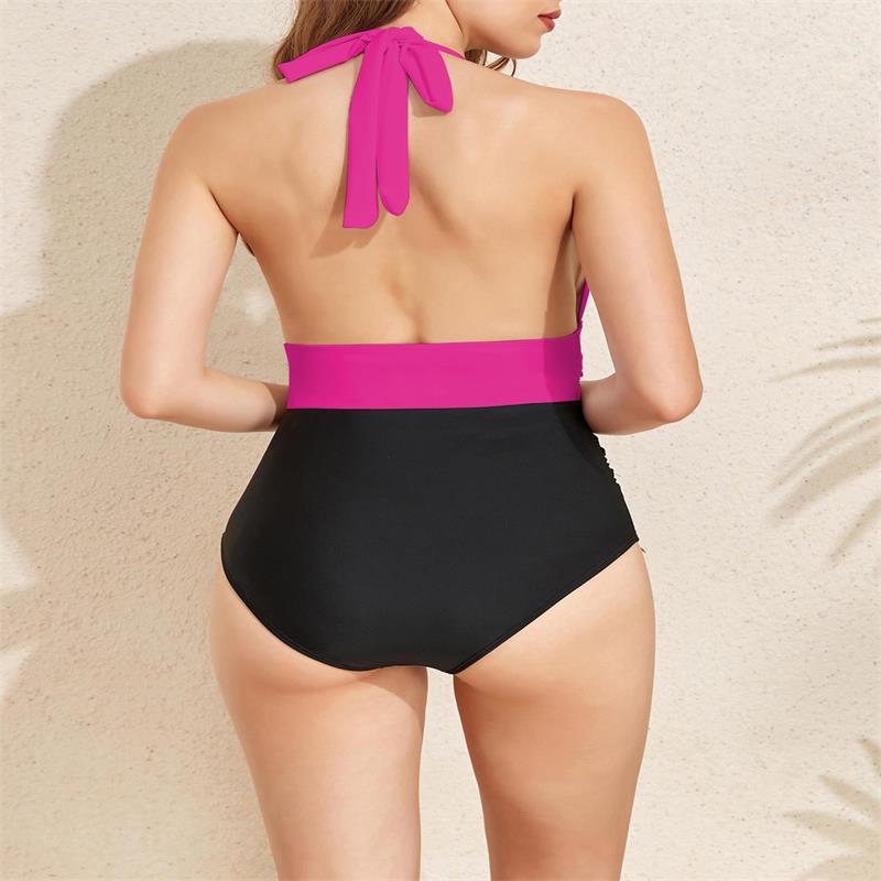 Damen Einteiler Badeanzug mit tiefem V-Ausschnitt und hohem Taillenslip Echo Archiv
