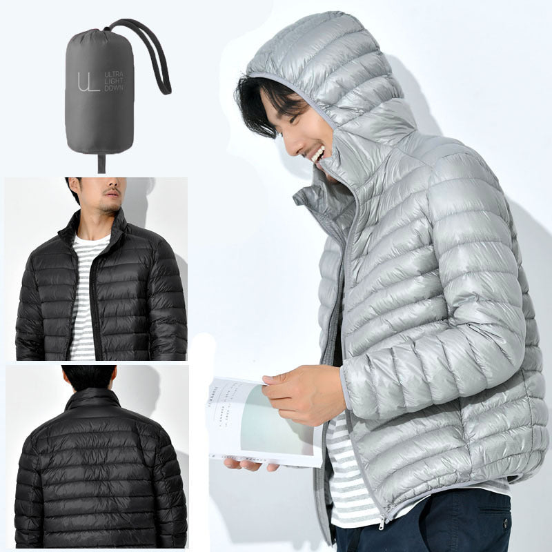 Herren Ultraleichte gesteppte Kapuzenjacke mit windabweisender Hülle und Kompaktpackfunktion Echoarchiv