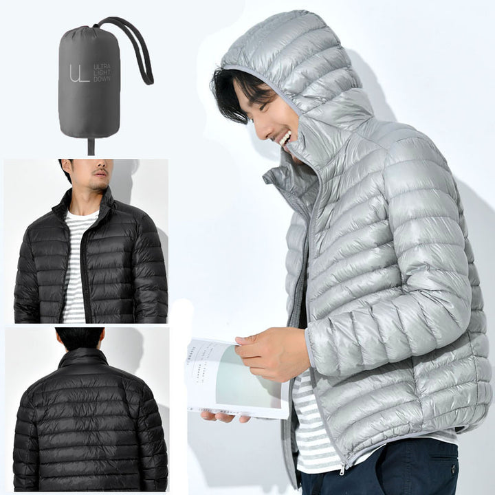 Herren Ultraleichte gesteppte Kapuzenjacke mit windabweisender Hülle und Kompaktpackfunktion Echoarchiv