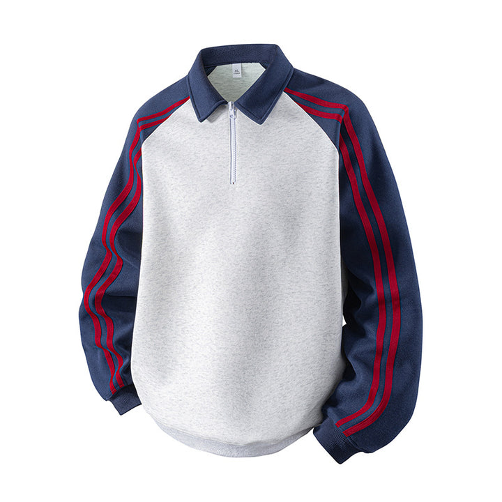 Herren Sportlicher Sweatshirt mit Stehkragen und Reißverschluss Echoarchiv