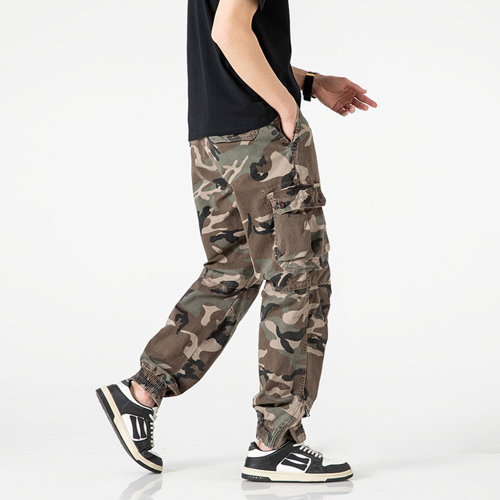 Herren Taktische Cargo‑Jogginghose im Camouflage‑Military‑Look mit Tunnelzugbund, Knieabnähern und Multifachtaschen Echo Archiv
