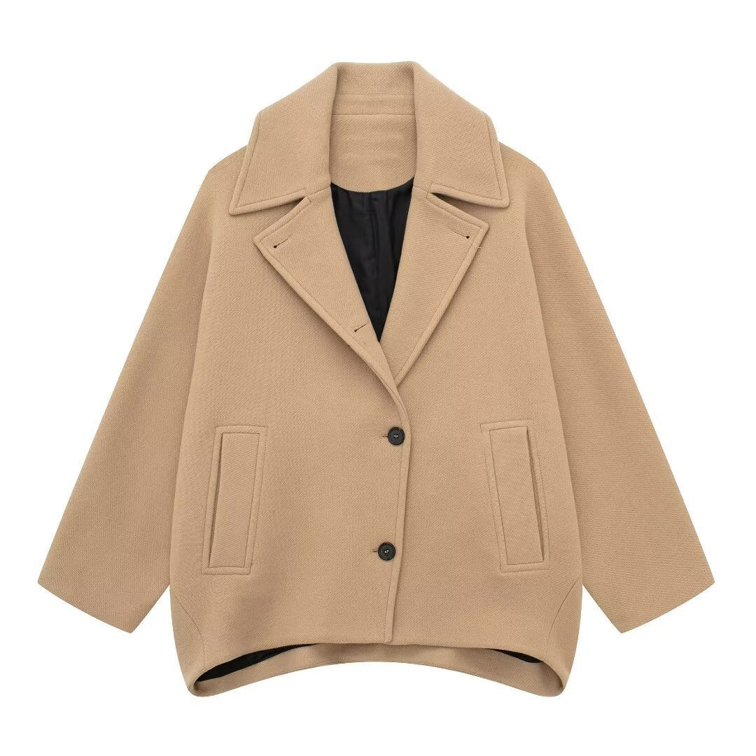 Damen Kurz geschnittener Oversize-Wollmix-Caban mit weitem Revers und kastiger Silhouette Echo Archiv