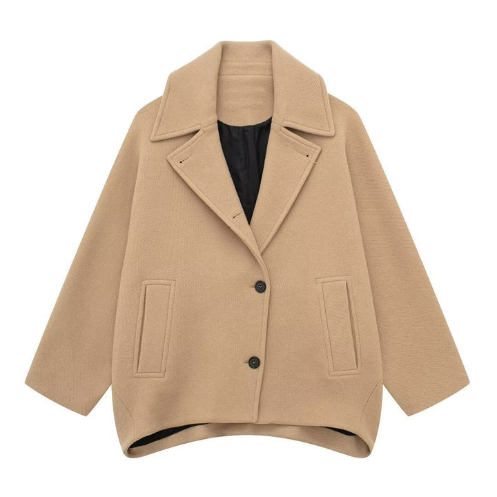 Damen Kurz geschnittener Oversize-Wollmix-Caban mit weitem Revers und kastiger Silhouette Echo Archiv