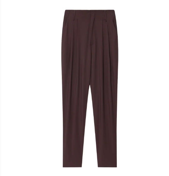 Damen 90+ hochtaillierte Bundfaltenhose mit weitem Sitz und tapered Bein Echo Archiv