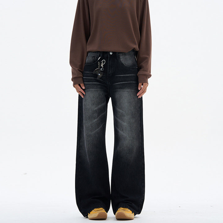 Damen Superweite Baggy-Jeans mit Schlüsselanhänger-Chain und bodenlanger Palazzo-Silhouette Echo Archiv