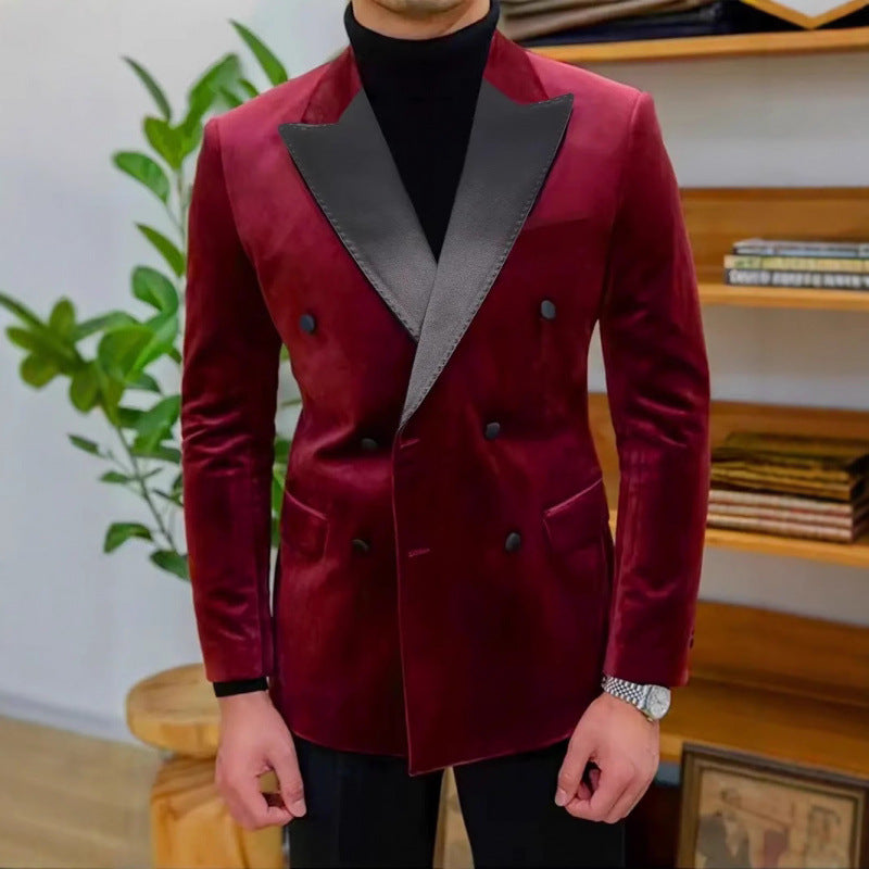 Herren Extravaganter Samtblazer mit schimmerndem Revers Echoarchiv