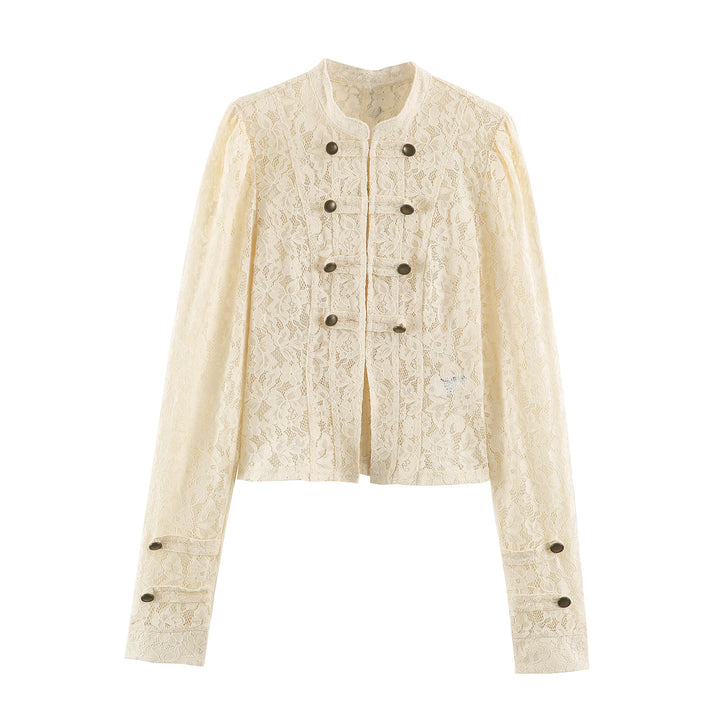 Damen Kurzblouson aus floraler Spitze mit Mandarinkragen und Zierriegeln Echo Archiv