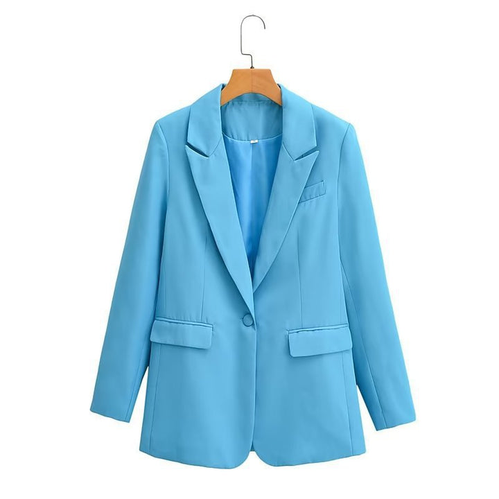 Damen Oversize-Blazer mit fallendem Revers Ein-Knopf-Verschluss und Pattentaschen Echo Archiv