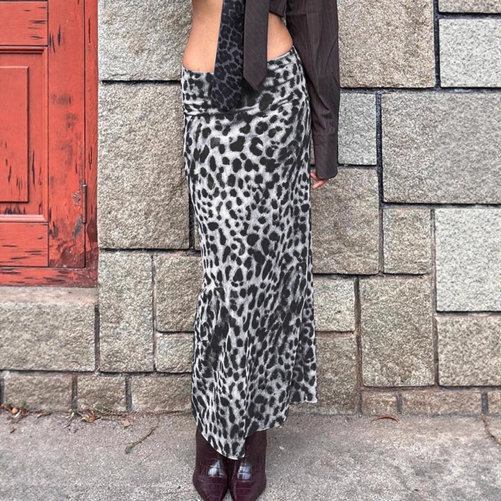 Damen Maxi-Rock mit elegantem Leoprint und hohem Schlitz Echo Archiv