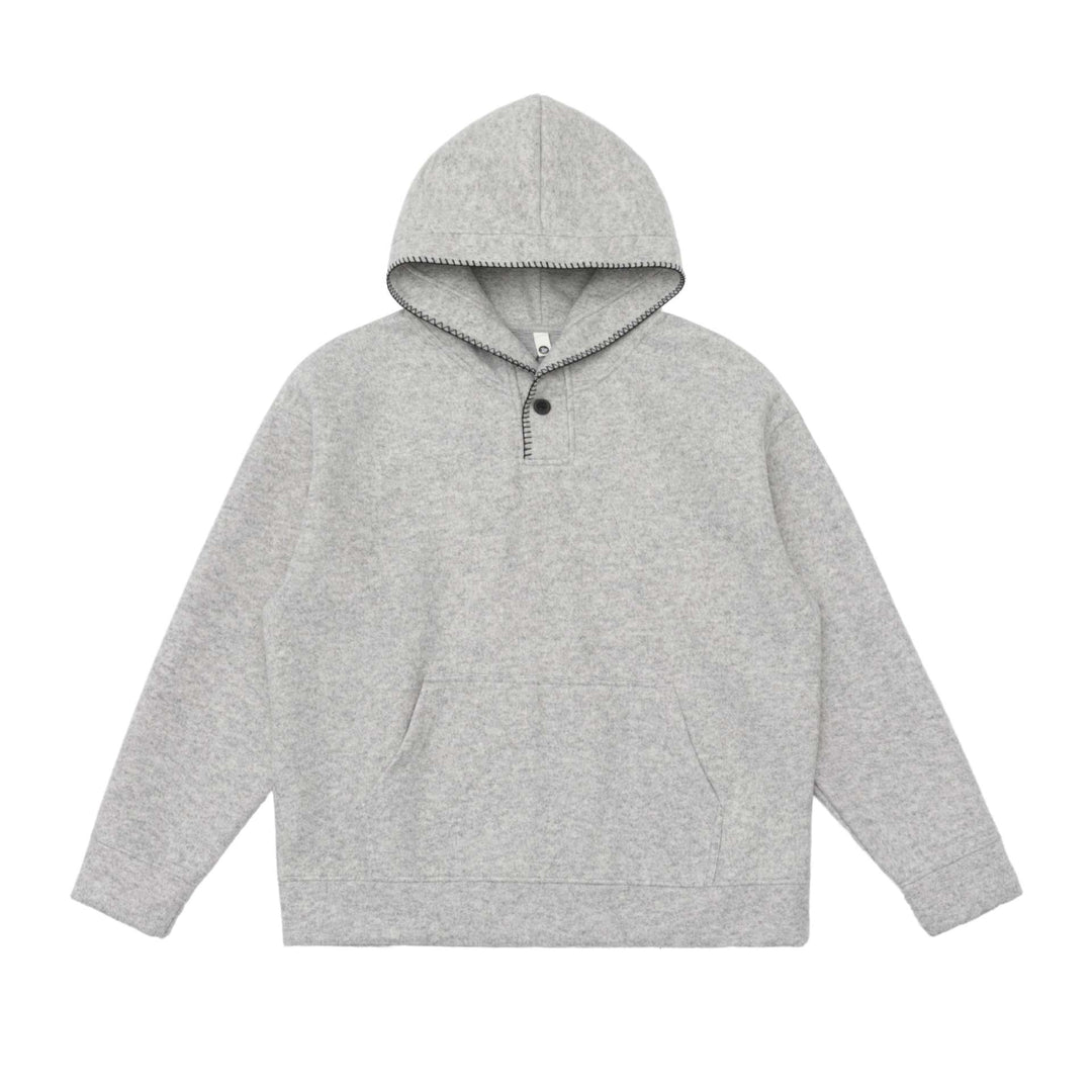 Unisex Kapuzenpullover aus Wollfleece mit halber Knopfleiste und Kängurutasche Echoarchiv