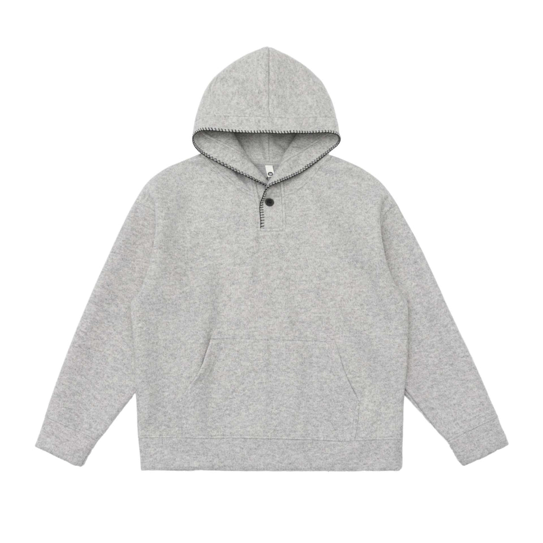 Unisex Kapuzenpullover aus Wollfleece mit halber Knopfleiste und Kängurutasche Echoarchiv