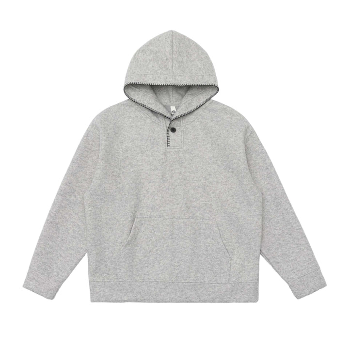 Unisex Kapuzenpullover aus Wollfleece mit halber Knopfleiste und Kängurutasche Echoarchiv