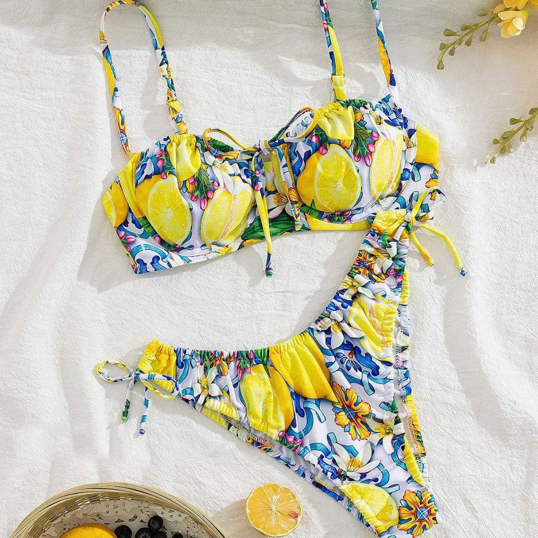 Damen Bikini-Set mit raffinierten Bindebändern und aufregendem Blumenmuster Echo Archiv
