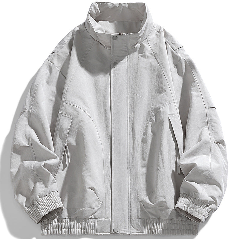 Herren moderne Utility-Blouson mit Stehkragen, verdecktem Druckknopfverschluss und elastischem Saum – Taviero