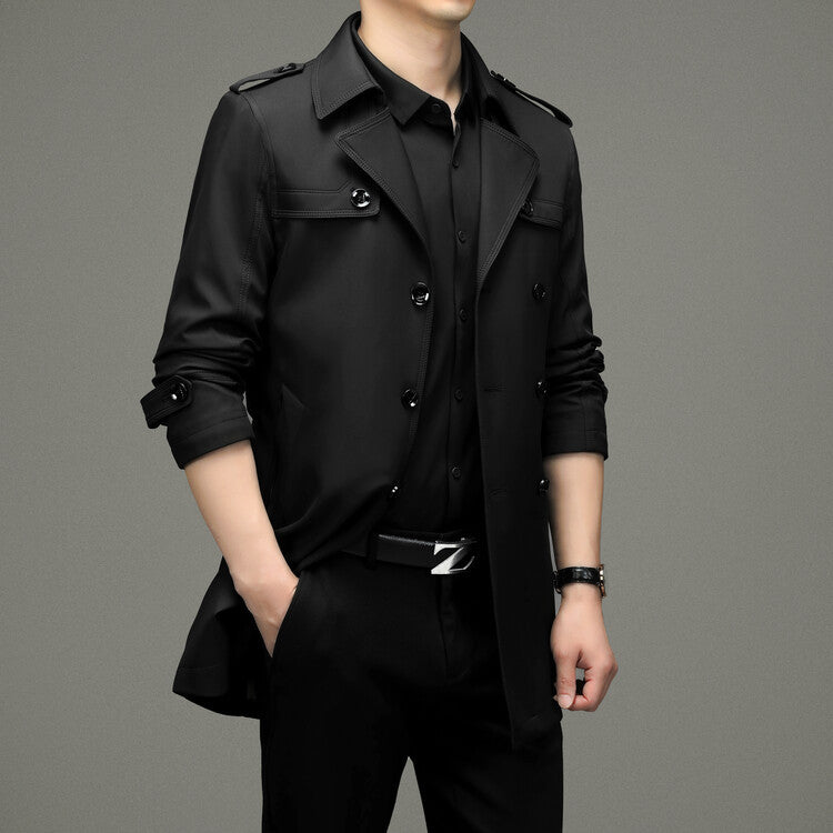 Herren eleganter Trenchcoat mit modischen Details Echoarchiv