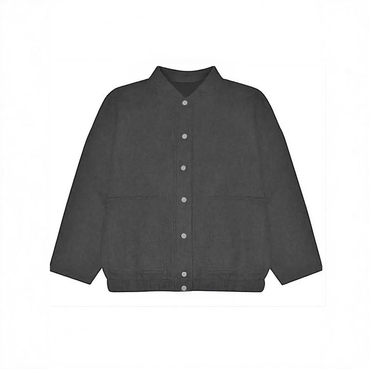 Damen kuschelige Fleece-Bomberjacke mit Stehkragen Rippbund und Druckknopfleiste – Avenza